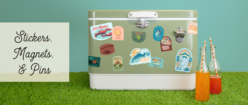 Stickers, Magnets and Pins